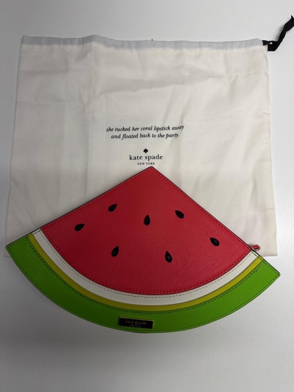 Kate Spade Watermelon Make a Splash Clutch Zip Around Iconic 3D Purse Pink Green - Picture 1 of 15